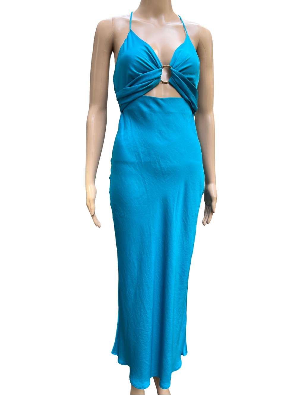Zara Turquoise O-Ring Cutout Maxi Dress XS